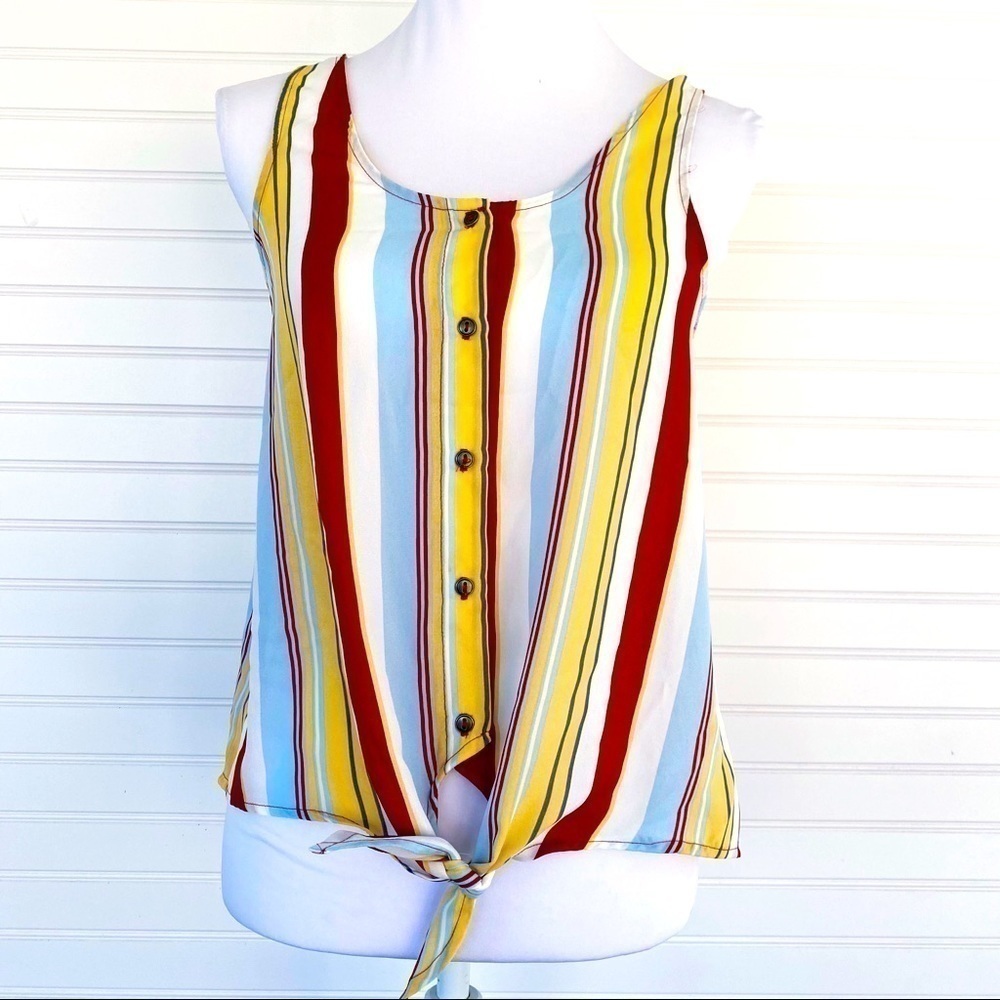 Pink Rose Colorful striped Sleeveless top Small